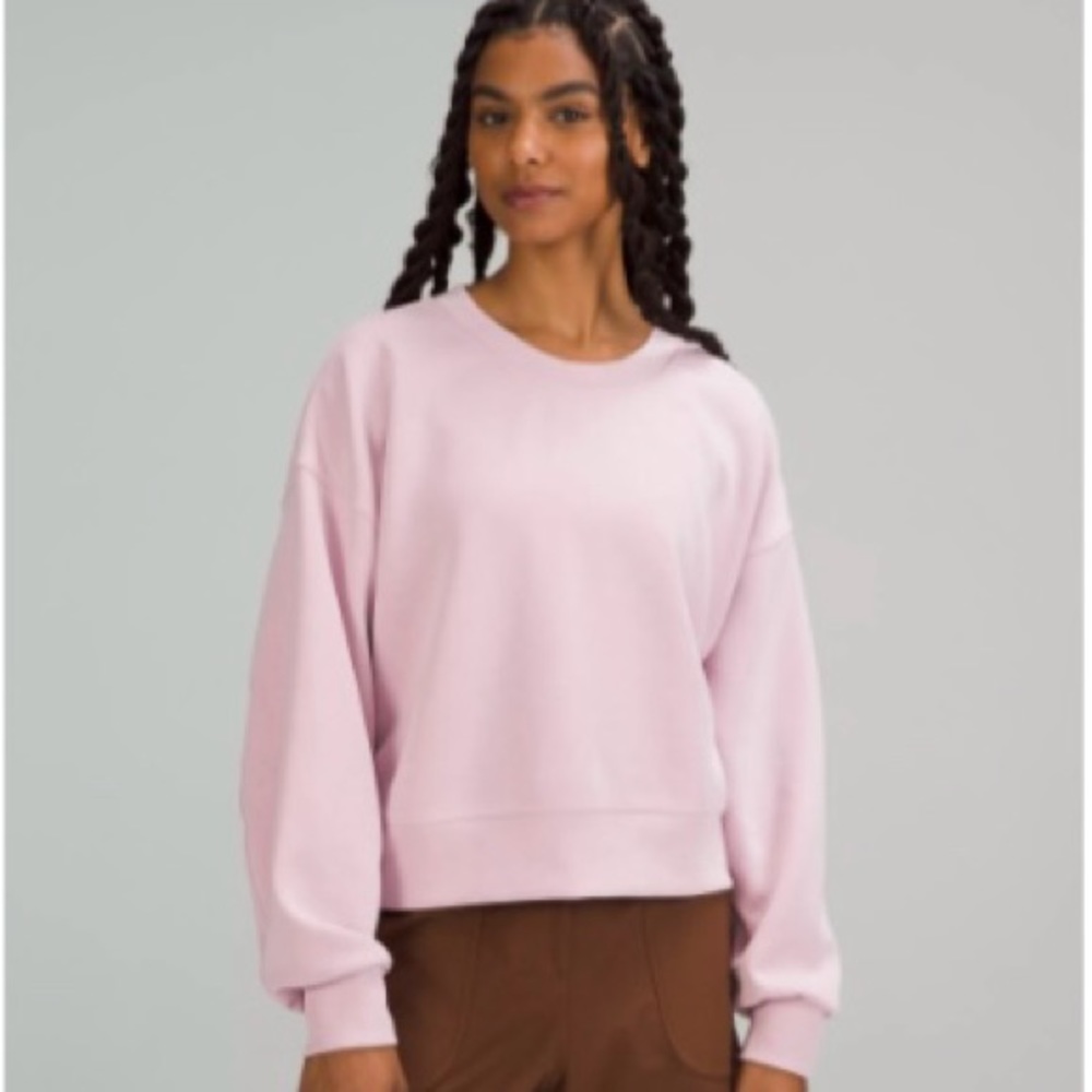 Lululemon Softstreme Perfectly Oversized Cropped Crew sweatshirt in Pink Peony